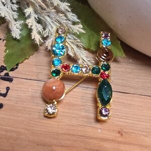 Nwot Letter H Initial Name letter Jeweled Multicolor Brooch Personalized Gift